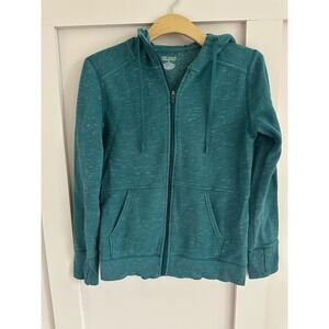 Tek Gear Ultrasoft Fleece Zip Up Hoodie Teal Green Thumbholes Womens Small